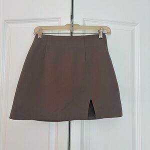 OGL Taupe Mini Skirt with Zipper